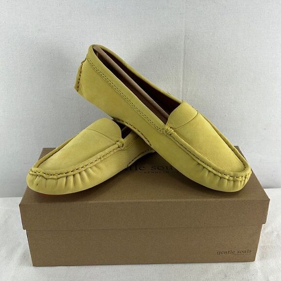 Gentle Souls By Kenneth Cole Mina Driver Loafer Flats- Lemon- Size 7.5 M- NIB - Picture 1 of 8